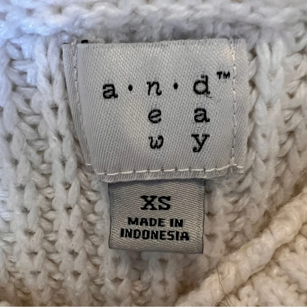 A New Day Cowl Neck/Turtle Neck Cream Ribbed-Knit Mid-Length Cozy Sweater XS EUC